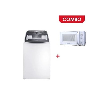 Combo Frigidaire lavadora FWIB18T4EBPUG + (Frigidaire microondas 700W 0.6ft FMDO17S3GSPG blanco)