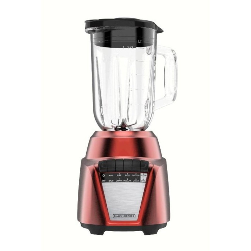 Black + Decker Licuadora Rojo Acero Inoxidable 700 Watts, 8 Veloc. Jarra vidrio 1.25L BL08762RDLA
