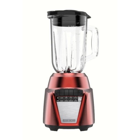 Black + Decker Licuadora Rojo Acero Inoxidable 700 Watts, 8 Veloc. Jarra vidrio 1.25L BL08762RDLA