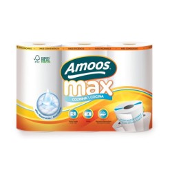 Amoos toalla de cocina MAX 3 pack 90 hjs dobles ( 22 mtrs) paq x 7  C622202