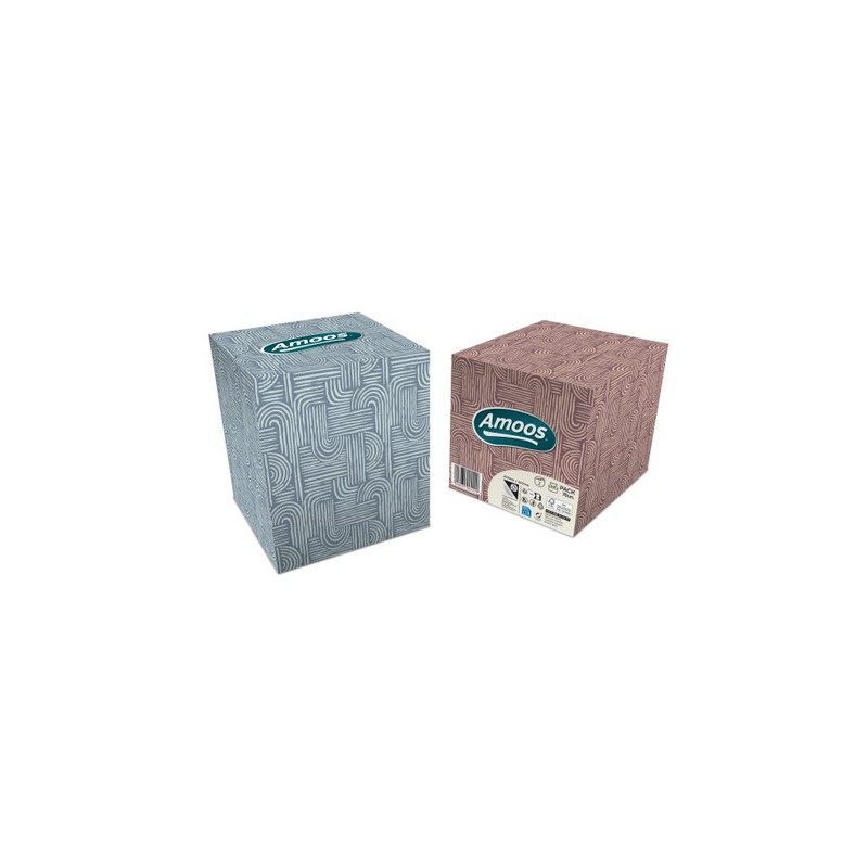 Amoos pañuelos faciales de papel desechable cubo cosmetico 70 X 2 capas caja de 24unds  F622701