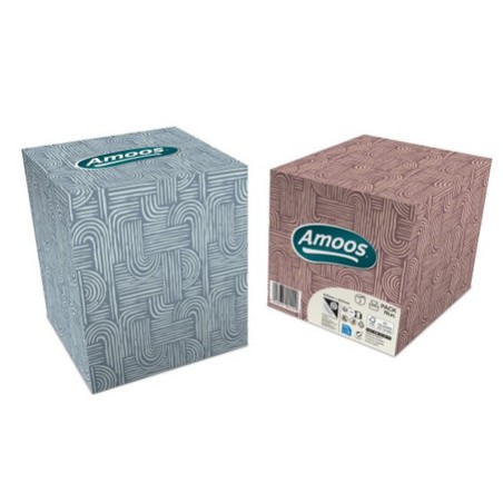 Amoos pañuelos faciales de papel desechable cubo cosmetico 70 X 2 capas caja de 24unds  F622701