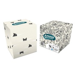 Amoos pañuelos faciales de papel desechable cubo cosmetico 50 X 3 capas caja de 24unds  F623501