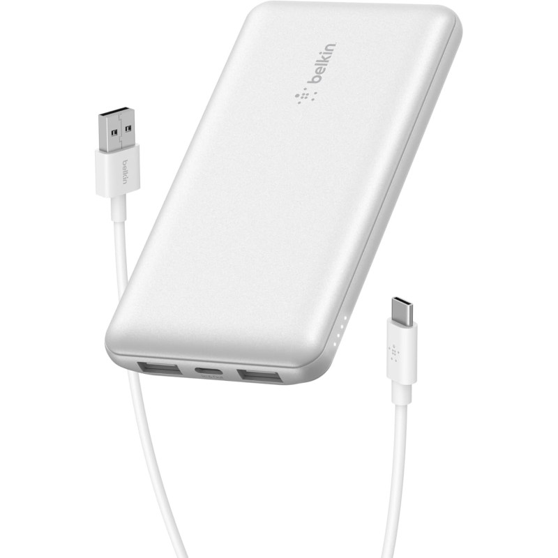 Belkin - Cargador portátil - 10000 mAh - 15 vatios - 3 conectores de salida (24 pin USB-C, 2 x USB) - negro