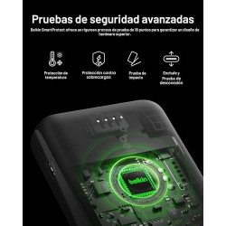 Belkin - Cargador portátil - 10000 mAh - 15 vatios - 3 conectores de salida (24 pin USB-C, 2 x USB) - negro