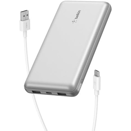 Belkin - Cargador portátil - 20000 mAh - 15 vatios - 3 A - 3 conectores de salida (24 pin USB-C, 2 x USB) - en el cable: USB-C -