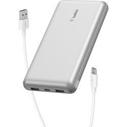 Belkin - Cargador portátil - 20000 mAh - 15 vatios - 3 A - 3 conectores de salida (24 pin USB-C, 2 x USB) - en el cable: USB-C -