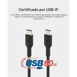 Belkin BoostCharge - Cable USB - 24 pin USB-C (M) a 24 pin USB-C (M) - 2 m - negro