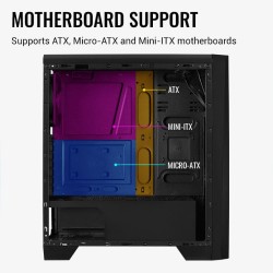 CASE GAMING RGB AEROCOOL CYLON MID TOWER VENTILADOR 1 DE 120MM CON VIDRIO LATERAL ACCM-PV10013-11 NEGRO