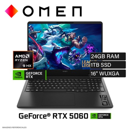 HP OMEN 16-ap0008la - Notebook - 16" - 1920 x 1200 - AMD Ryzen 9 8940HX / 5.3 GHz - 24 GB - DDR5 SDRAM - 1 TB SSD - NVIDIA GeFor