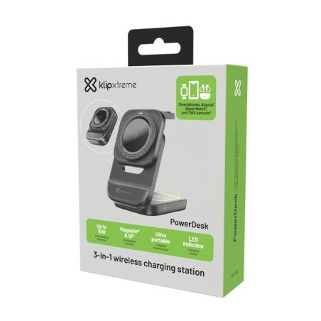 Klip Xtreme KDC-150 - Charging stand / battery charger - 15 Watt - 24 pin USB-C - Cellular phone / Wireless earbuds / Apple AirP