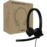 Logitech H570e Wired Headset, Stereo Headphones with Noise-Cancelling Microphone, USB, in-Line Controls with Mute Button, Indica
