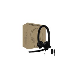 Logitech H570e Wired Headset, Stereo Headphones with Noise-Cancelling Microphone, USB, in-Line Controls with Mute Button, Indica