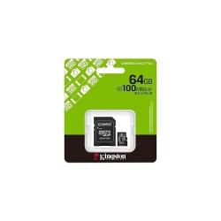 MEMORIA MICRO SDXC 64GB KINGSTON CLASE 10 UHS-I U1 100 MB/S PARA DISPOSITIVOS Y CAMARAS ANDROID SDCS3/64GB