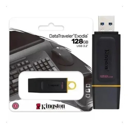 MEMORIA USB 128GB KINGSTON DATA TRAVELER EXODIA USB-A 3.2 GEN 1 DTX/128GB NEGRO / AMARILLO