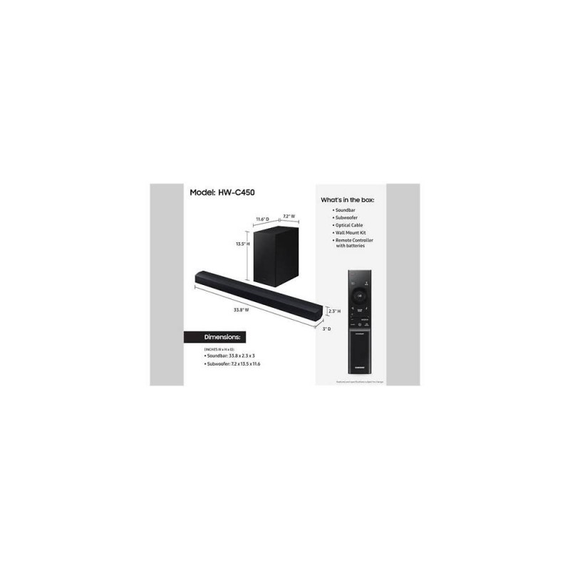 Samsung Barra de Sonido Serie C 2.1 ch con subwoofer Negro - Modelo HW-C450/ZP