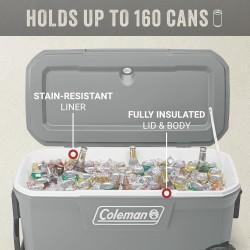 COLEMAN HIELERA 100QT GRAY RUED. 2187695