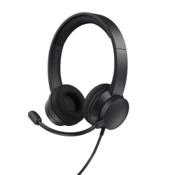 Trust auriculares USB supraaurales para PC microfono con cancelación de ruido y diadema ajustable negro - 25089