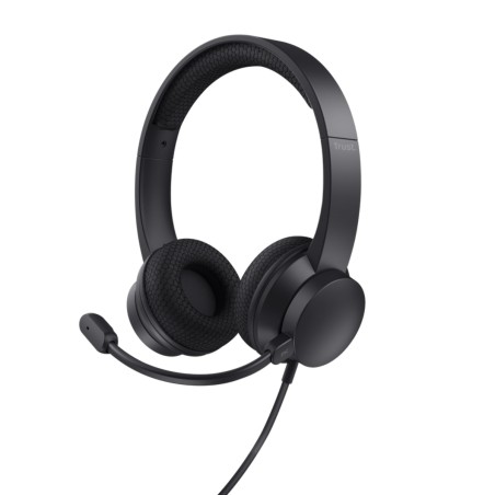Trust auriculares USB supraaurales para PC microfono con cancelación de ruido y diadema ajustable negro - 25089