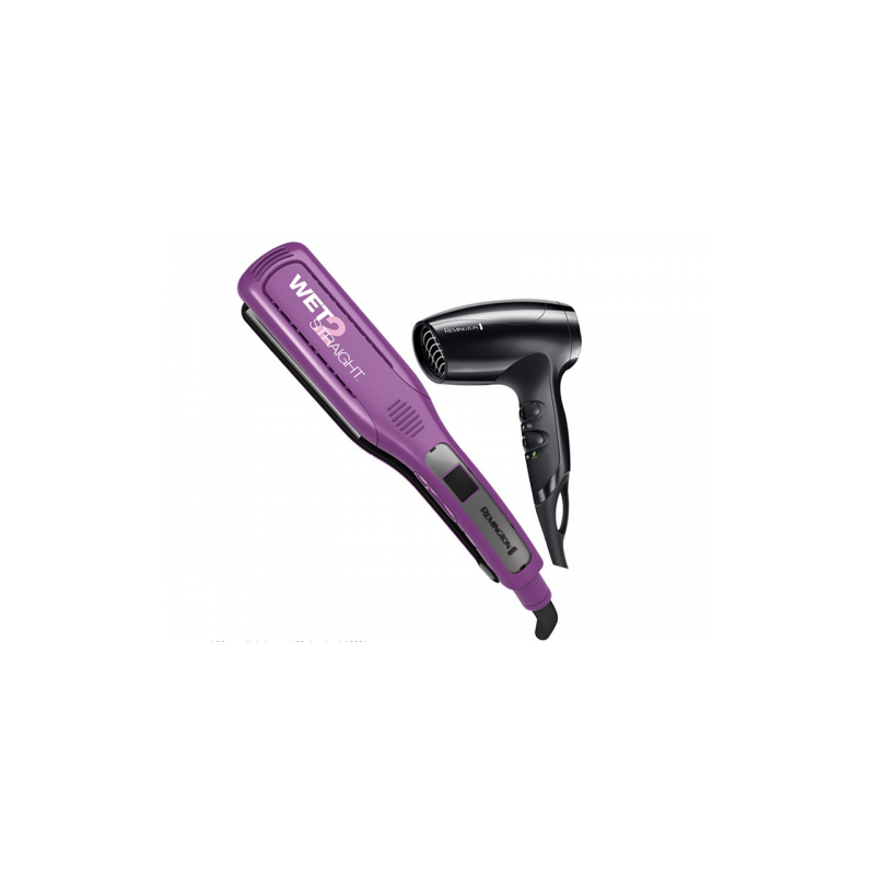 Remington combo secador y alisador ceramica mas iones wet S8001-D5000-F