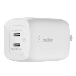 Belkin - Adaptador de corriente - tecnología PPS y GaN - 65 vatios - 3.25 A - Fast Charge, PD 3.0 - 2 conectores de salida (2 US