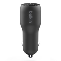 Belkin Dual Car Charger - Adaptador de corriente para el coche - 37 vatios - PD 3.0 - 2 conectores de salida (USB, 24 pin USB-C)