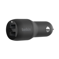 Belkin Dual Charger - Adaptador de corriente para el coche - 24 vatios - 4.8 A - 2 conectores de salida (USB) - negro