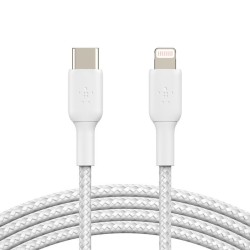 Belkin BoostCharge - Cable Lightning - 24 pin USB-C macho a Lightning macho - 1 m - blanco - suministro de potencia USB (18W)