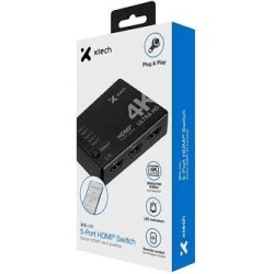 Xtech - 5-port to 1 HDMI switch - 4KUHD w remote control XHA-430