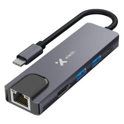 Xtech - Hub - 5 puertos - 5-in-1 USB-C® RJ-45  XTC-5