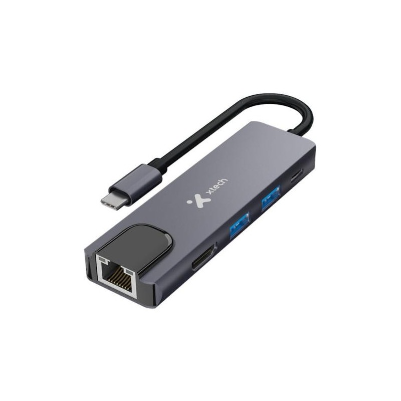 Xtech - Hub - 5 puertos - 5-in-1 USB-C® RJ-45  XTC-5