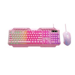 Xtech - Keyboard and mouse set - Wired - Spanish - USB - Pink - Gaming-XTK-540S