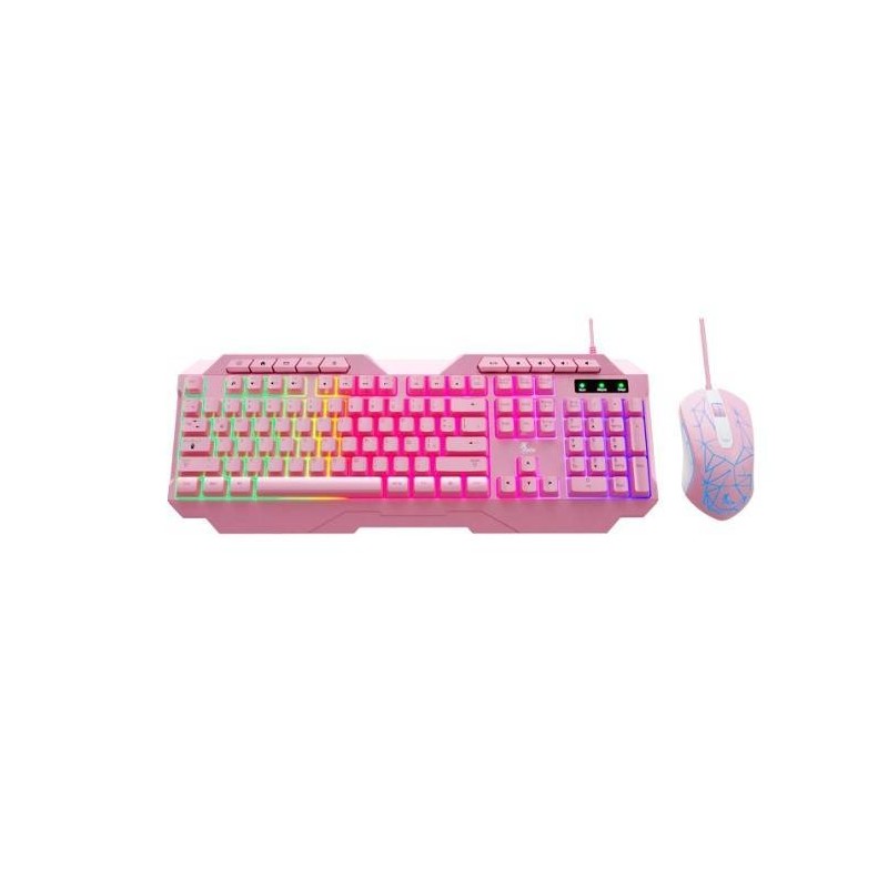 Xtech - Keyboard and mouse set - Wired - Spanish - USB - Pink - Gaming-XTK-540S
