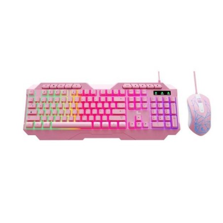 Xtech - Keyboard and mouse set - Wired - Spanish - USB - Pink - Gaming-XTK-540S