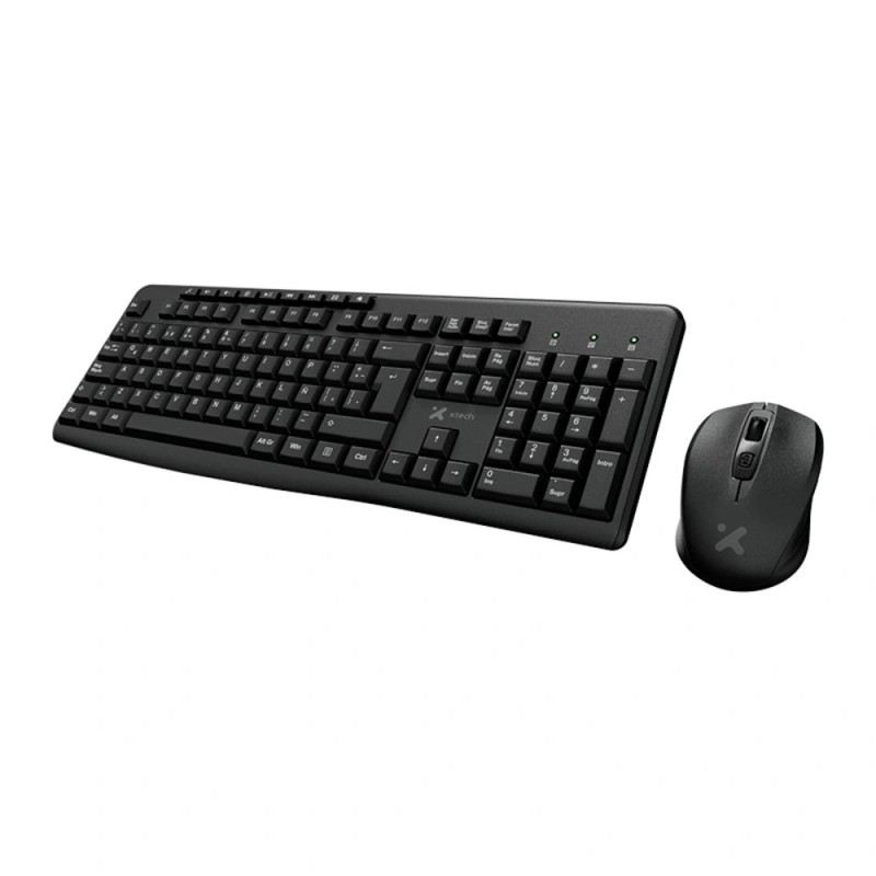 Xtech - Keyboard and mouse set - Wireless - Spanish - USB - Black - 2.4 GHz - Black XTK-311S