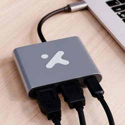 Xtech - Video adapter - USB Type C - HDMI (f) Type C(f) USB 3.0(f) - Aluminum - 3 in one XTC-566