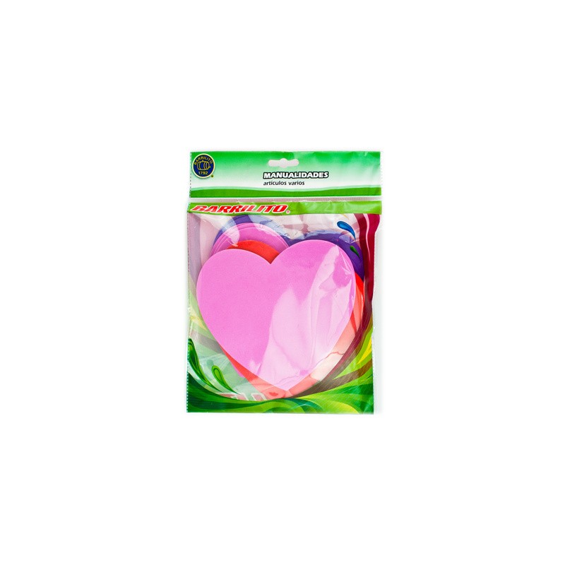 Barrilito calcomania de foamy corazon fs006 con pegamento 15 x 14 cm 10 piezas