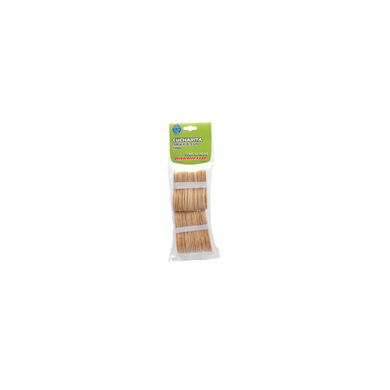 Barrilito cucharita madera natural 6.5 cm pk 60 unidades pm65