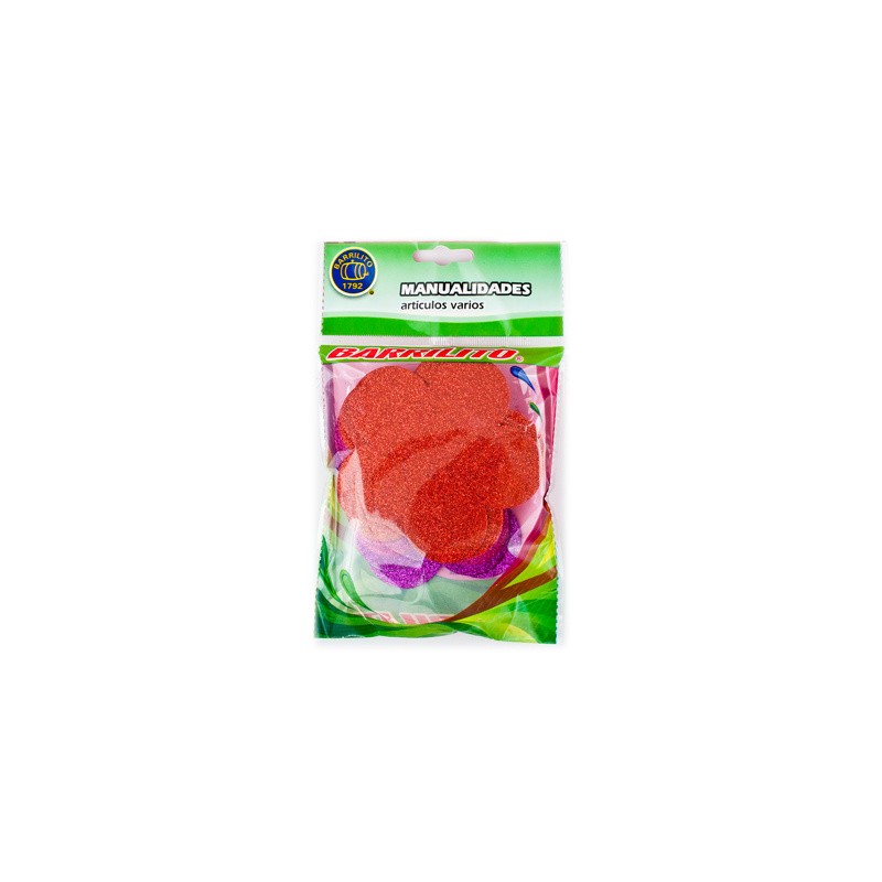 Barrilito calcomania de foamy flor fs003 con pegamento 9.6 cm 10 piezas 3 colores