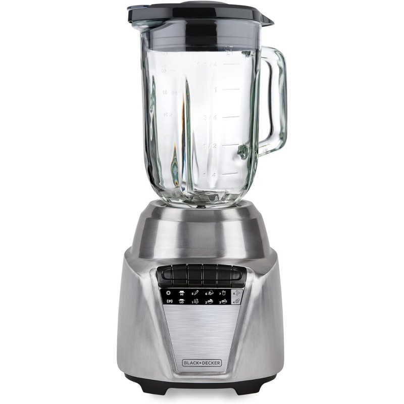 Black + Decker Licuadora Acero Inoxidable 700 Watts, 8 Veloc. Jarra vidrio 1.25L BL08762SDLA