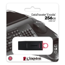 Kingston usb memoria exodia USB 3.2 negro.rosado DTX256GB