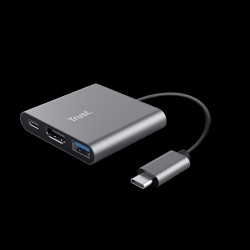 Trust adaptador 3en1 multipuerto USBCHDMI yTipo C  23772