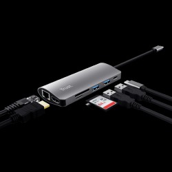 Trust adaptador 7en1 USBC HDMI redlector de tarjetas USBC y USB  23775