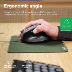 Trust mouse ergonomico alambrico color negro angulo vertical  25144