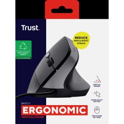 Trust mouse ergonomico alambrico color negro angulo vertical  25144