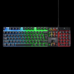 Trust teclado gamer color negro iluminado en español  23823