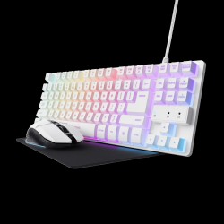 Trust teclado mouse y almohadilla gamer color blanco en español  25233