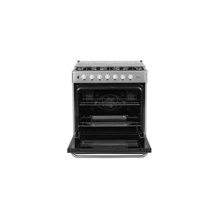 Midea Cocina a gas 30 pulgadas negra 6 quemadores capelo air fryer parrillas de hierro fundido MGS30FS1LEAMSS