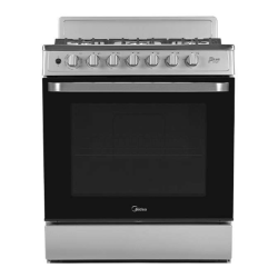 Midea Cocina a gas 30 pulgadas negra 6 quemadores capelo air fryer parrillas de hierro fundido MGS30FS1LEAMSS