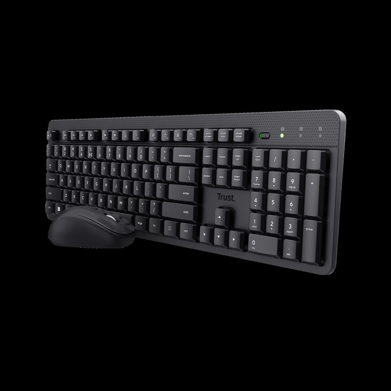 Trust combo teclado y mouse inalambrico silencioso  Ody II en ingles  25018